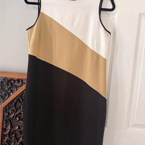 Ann Taylor Black, Cream, and Tan Midi Dress